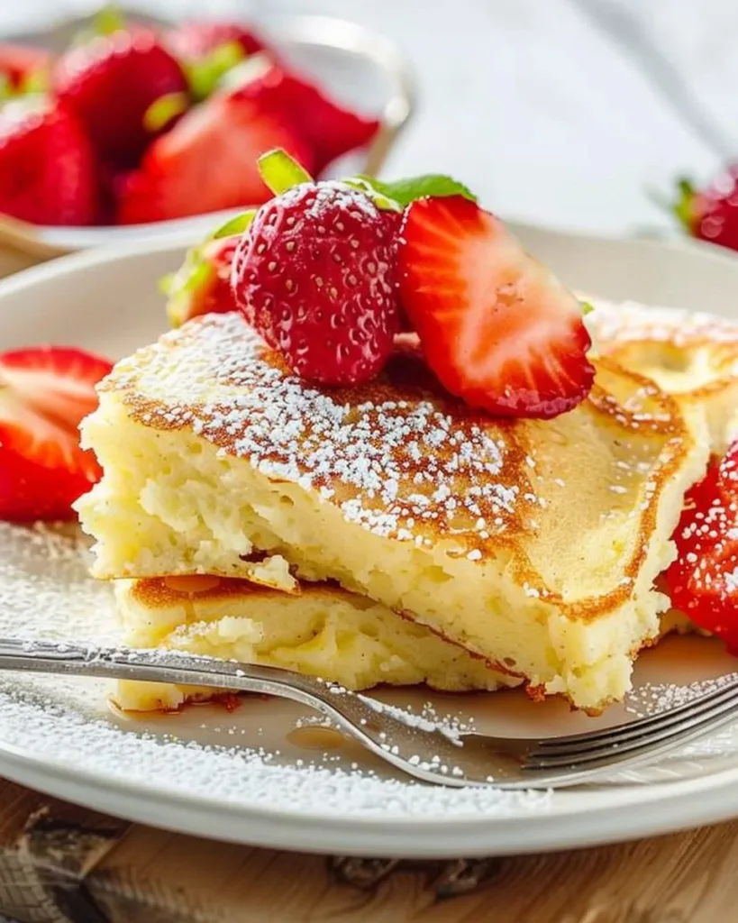 High protein cottage cheese oven pancakes served on a plate