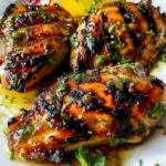 Delicious Key West grilled chicken garnished with fresh herbs and served on a plate.