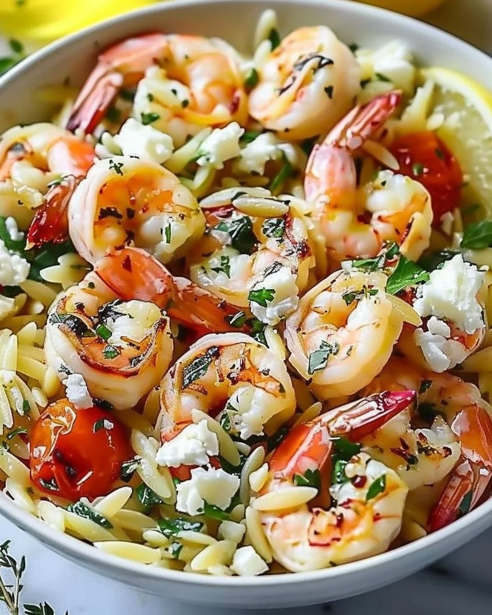 Lemon Feta Orzo Shrimp: A Bright and Refreshing Delight