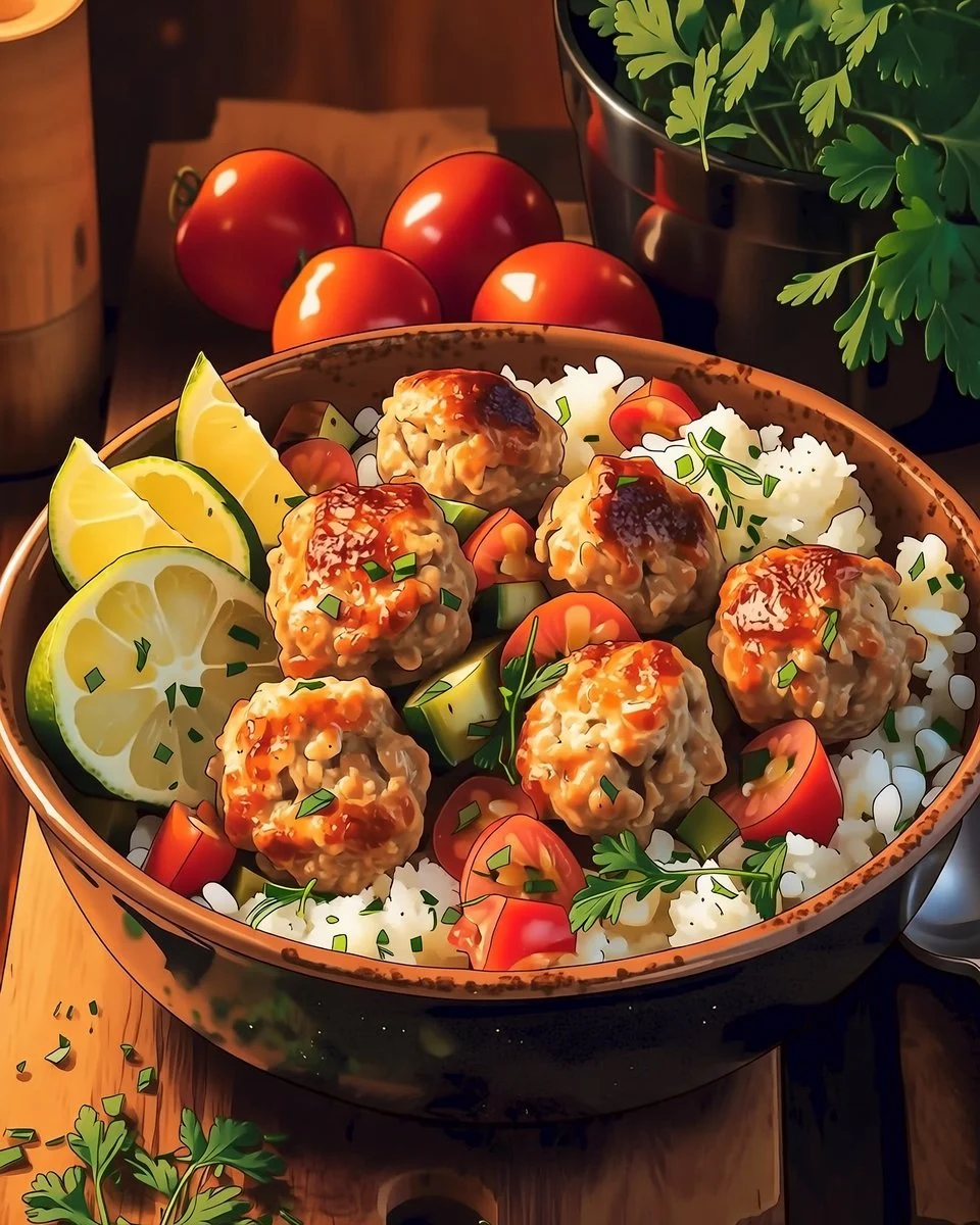Mediterranean Bowl With Turkey Meatballs