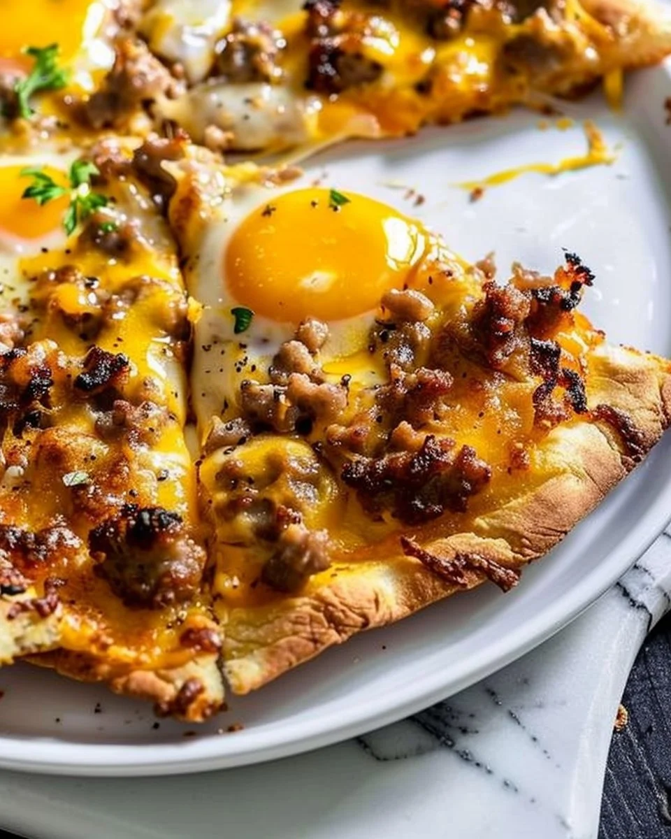 High Protein Sausage & Egg Breakfast Pizza Recipe