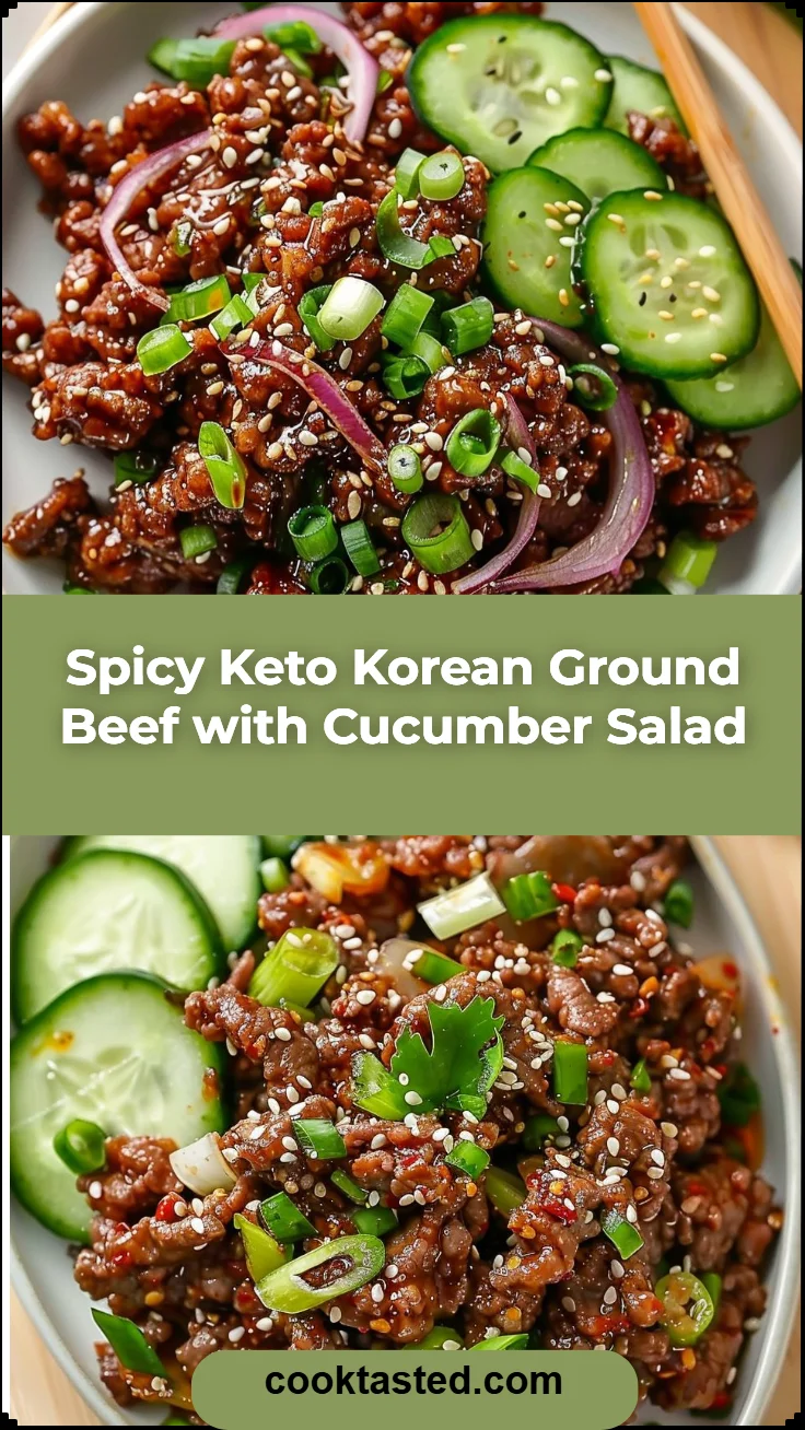 Spicy Keto Korean Ground Beef with Cucumber Salad