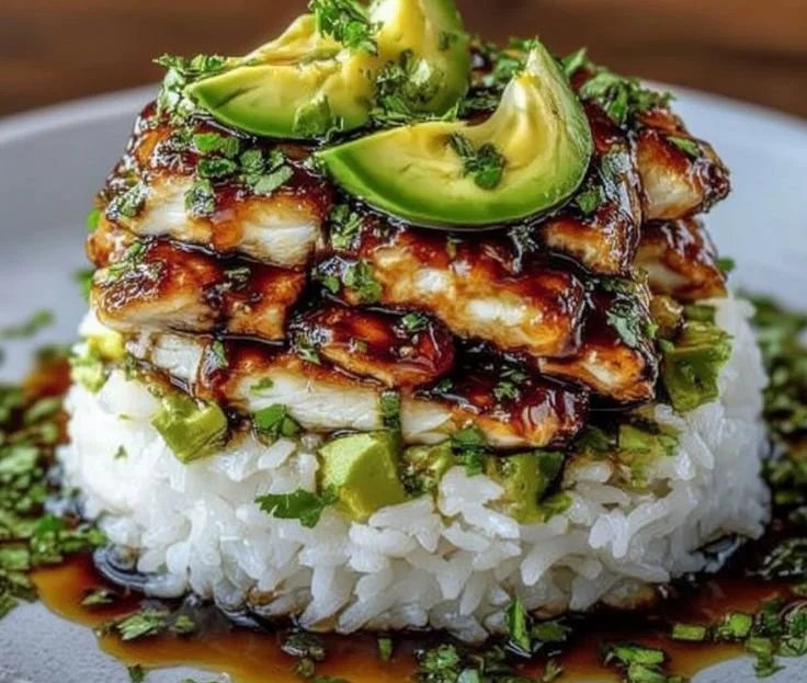Tangy Honey Lime Chicken & Avocado Rice Stack That Delights