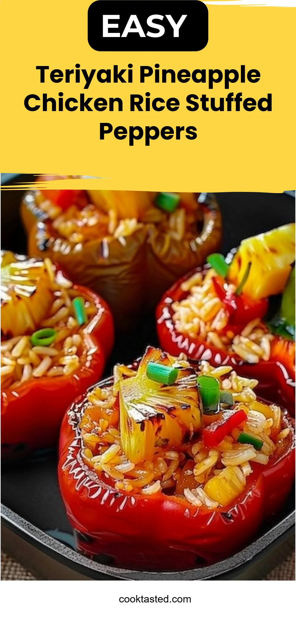 Teriyaki Pineapple Chicken Rice Stuffed Peppers
