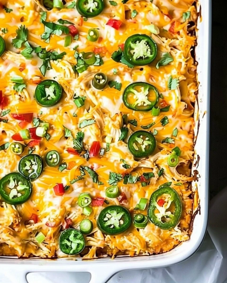 This easy Whole30 jalapeño buffalo chicken casserole is simple to make and full of flavor.