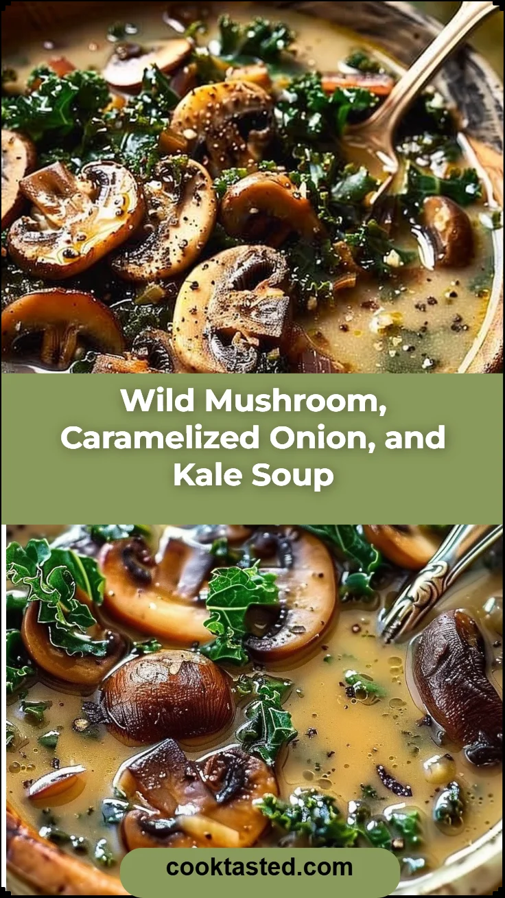Wild Mushroom, Caramelized Onion, and Kale Soup