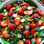 15-Minute Strawberry Spinach Salad with fresh strawberries and greens