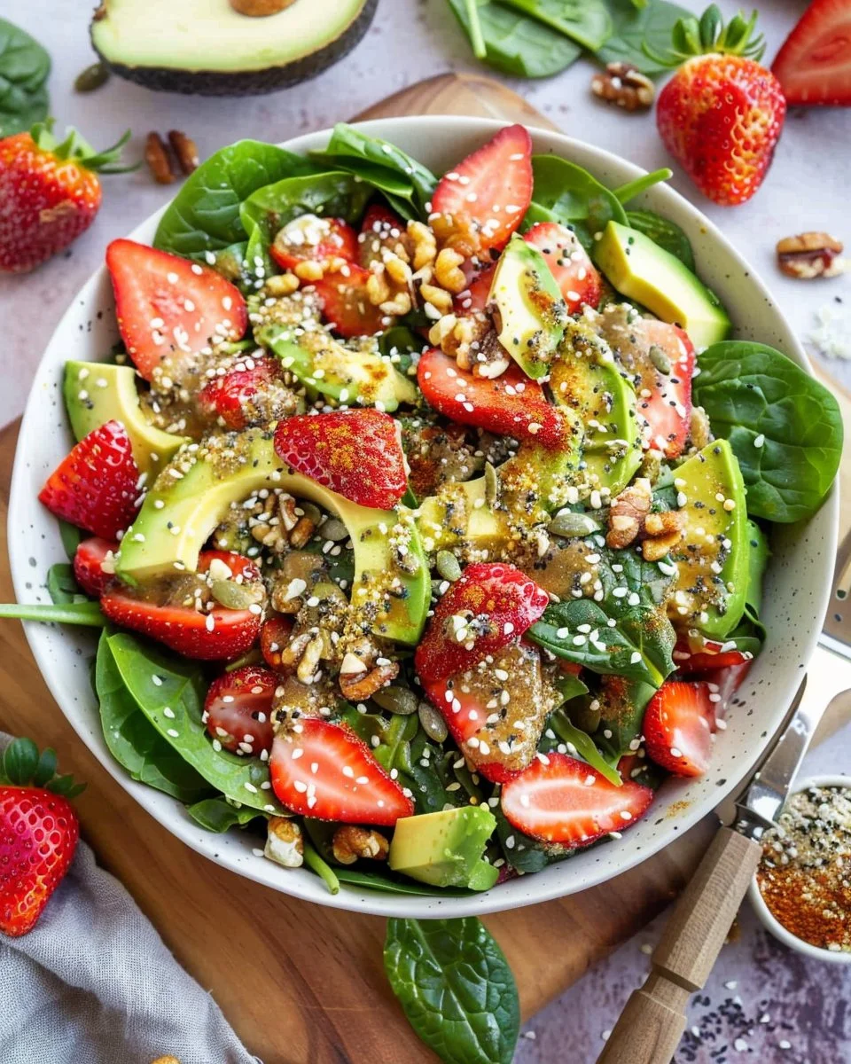 Avocado Strawberry Spinach Salad