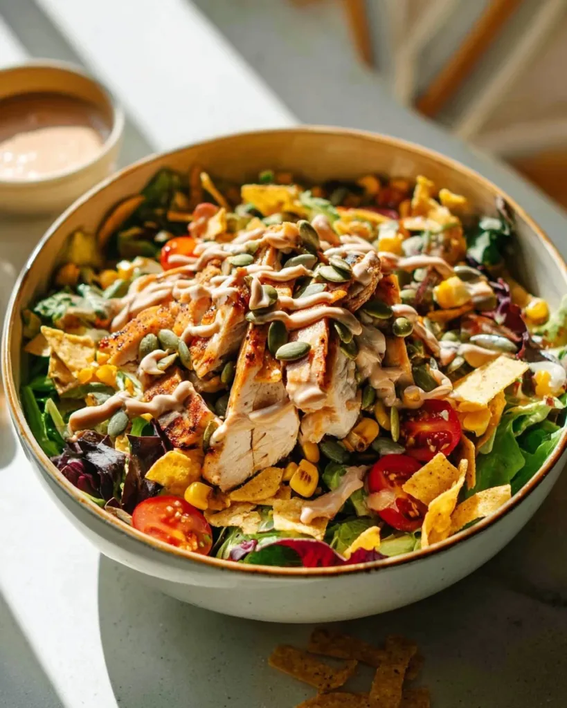 Delicious Spicy Southwest Salad inspired by Chick Fil A recipe, fresh and flavorful.