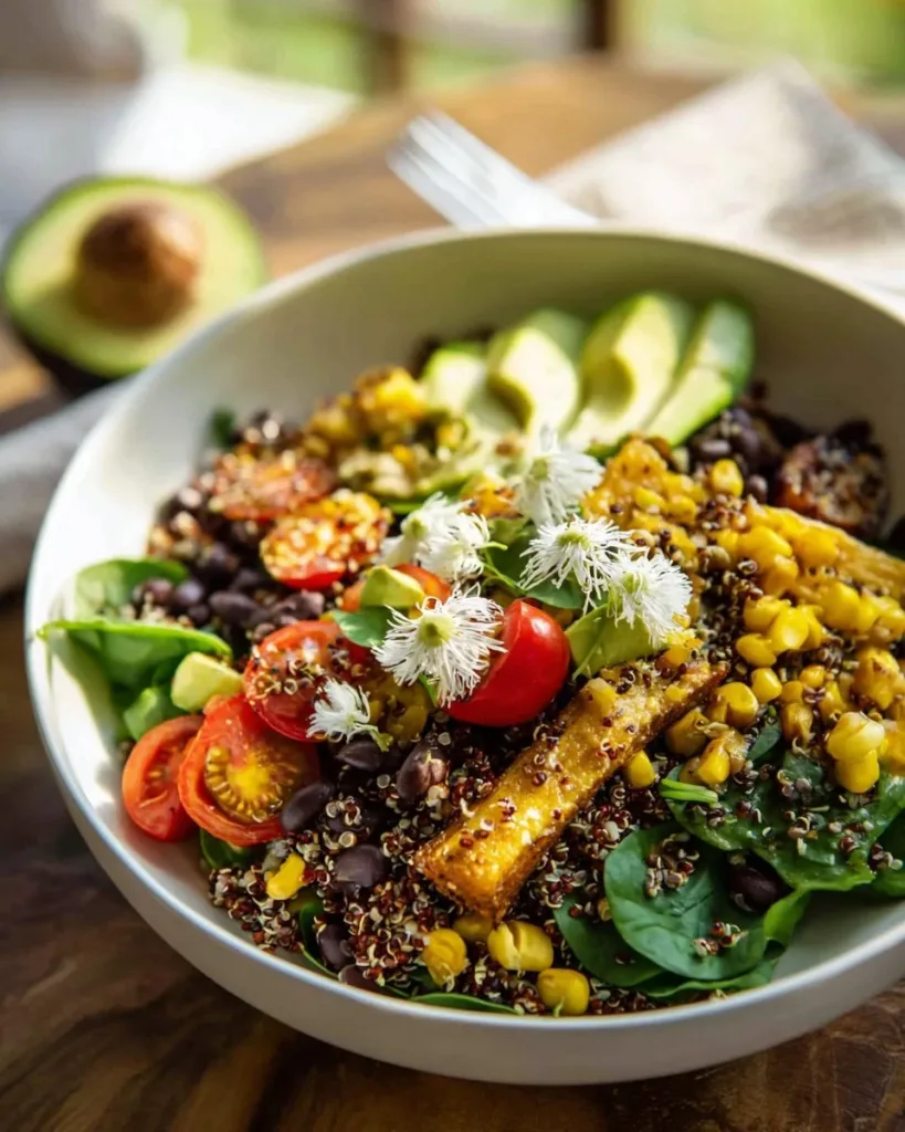 Chili Mango Zesty Quinoa Salad with fresh ingredients and vibrant colors
