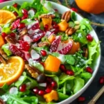 A vibrant and festive Christmas Salad with colorful ingredients for the holiday season.