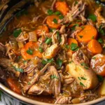 Crockpot chicken pot roast with vegetables cooked to perfection
