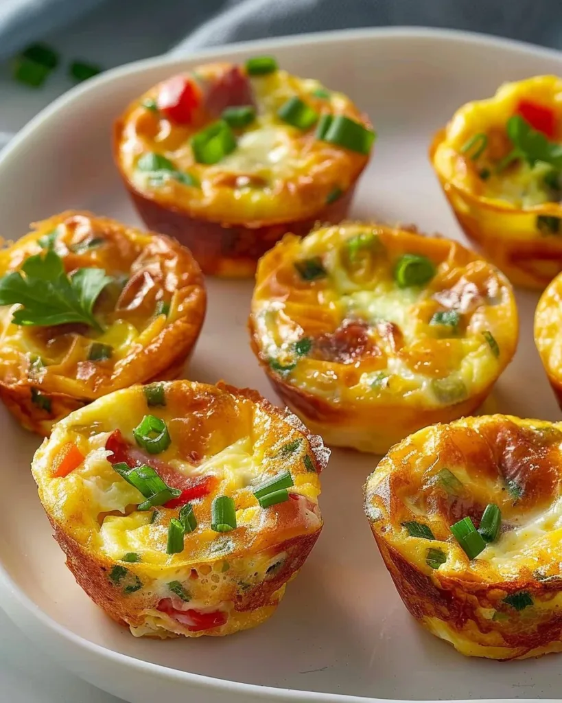 Delicious crustless mini quiches served on a platter, perfect for brunch.