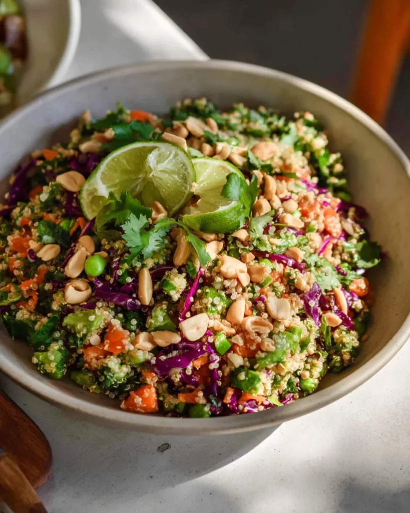 Edamame Crunch Salad with vibrant vegetables and peanut dressing