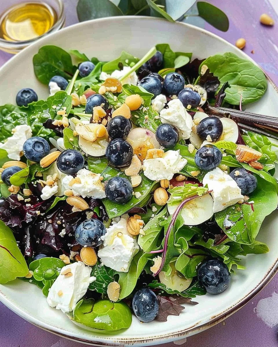 Goat Cheese Salad with Blueberries & Spring Mix