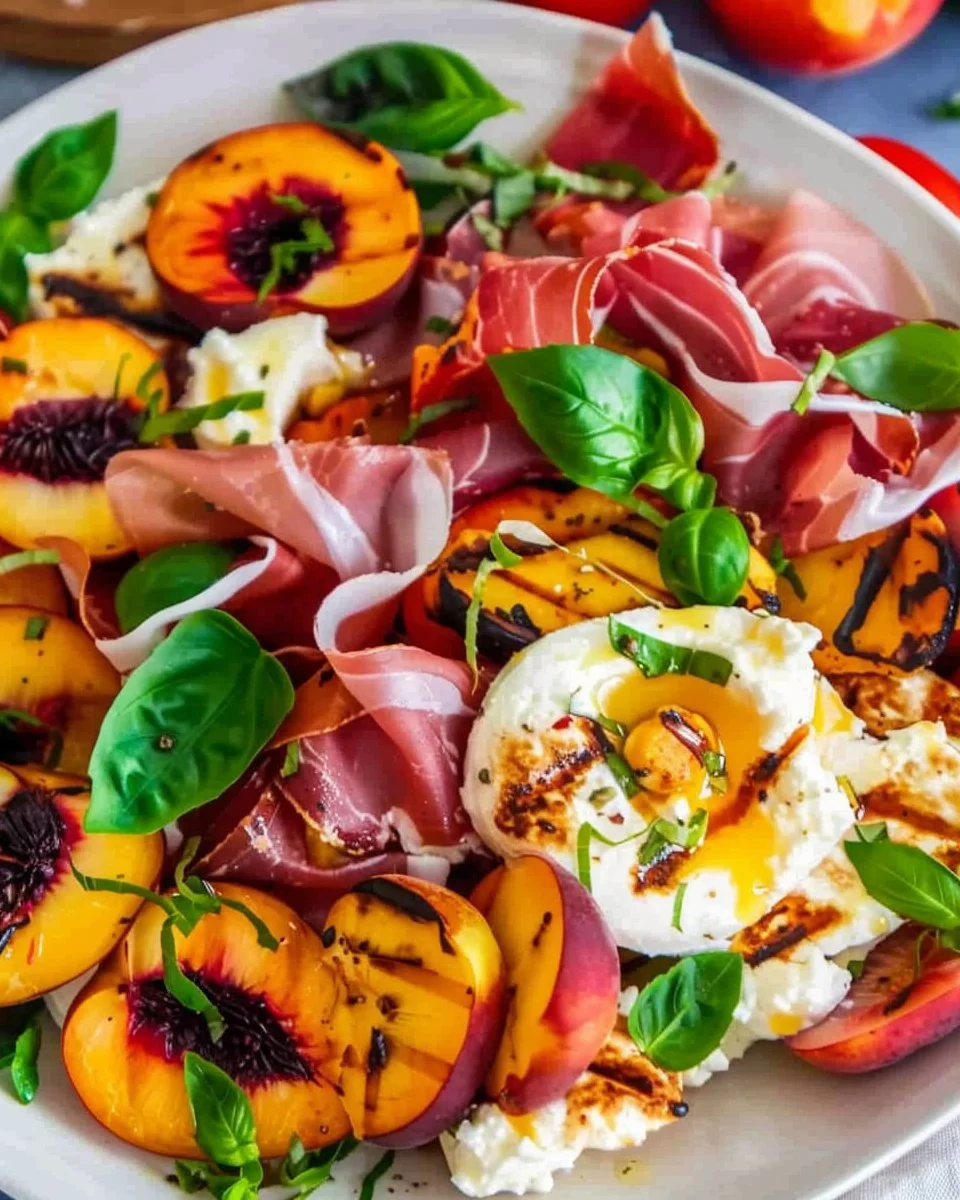 Grilled Nectarine Burrata Prosciutto Salad