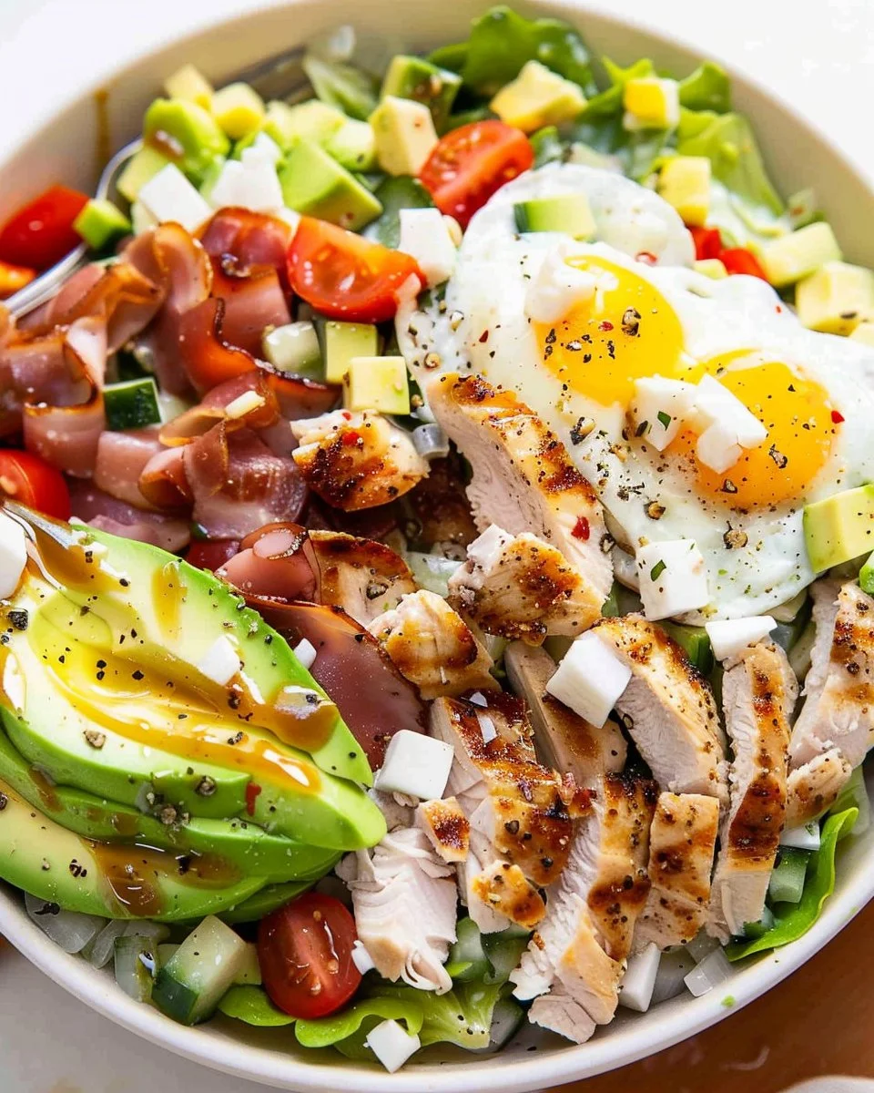 Healthy Chicken Cobb With Avocado Salad