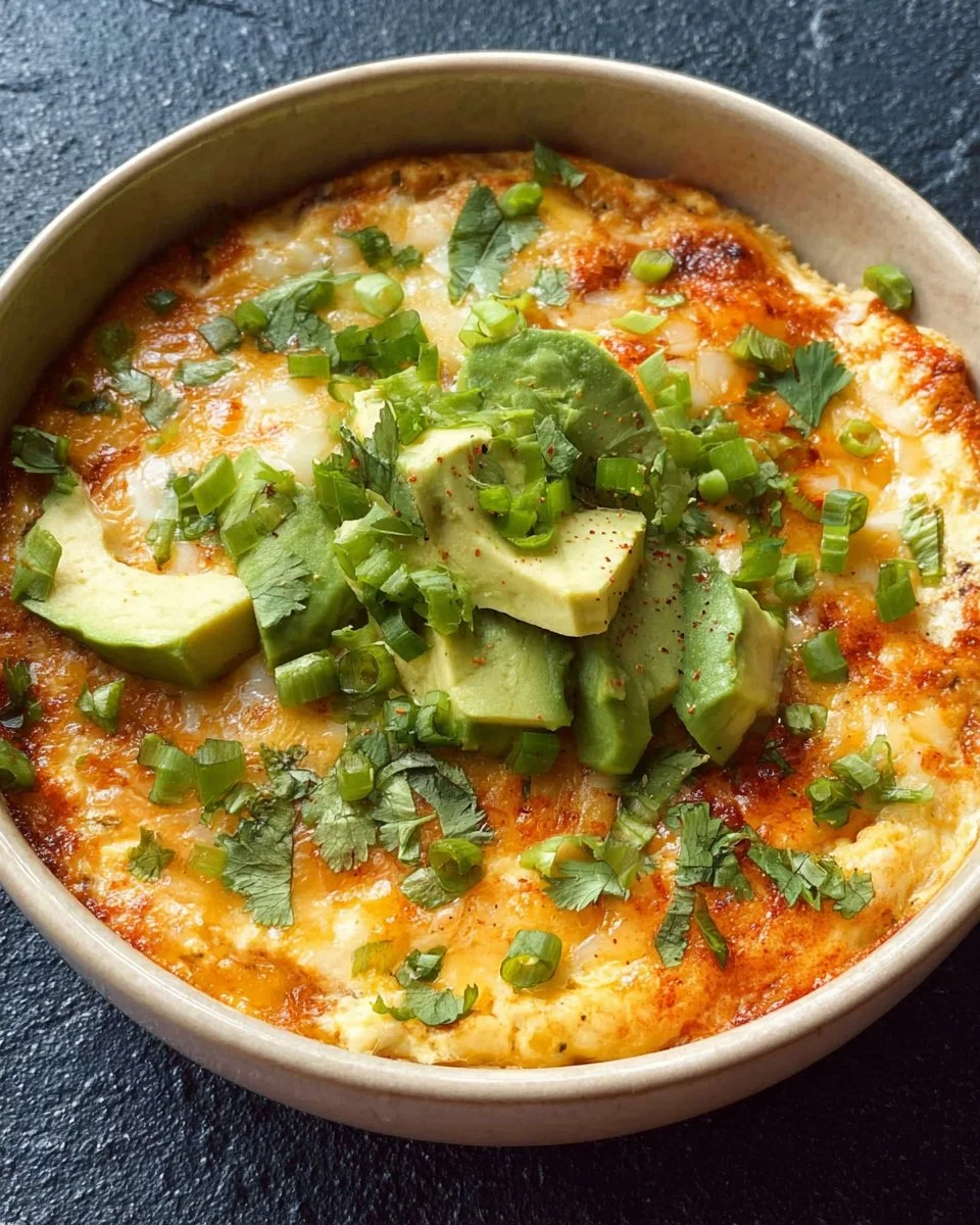 Healthy high-protein cottage cheese enchilada bowl topped with fresh ingredients.