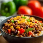 High protein unstuffed peppers with colorful vegetables and lean meat