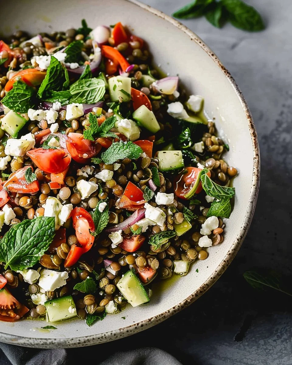Mediterranean Lentil Salad with Feta and Mint