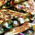 Plate of Mediterranean Quesadillas filled with fresh vegetables and cheese