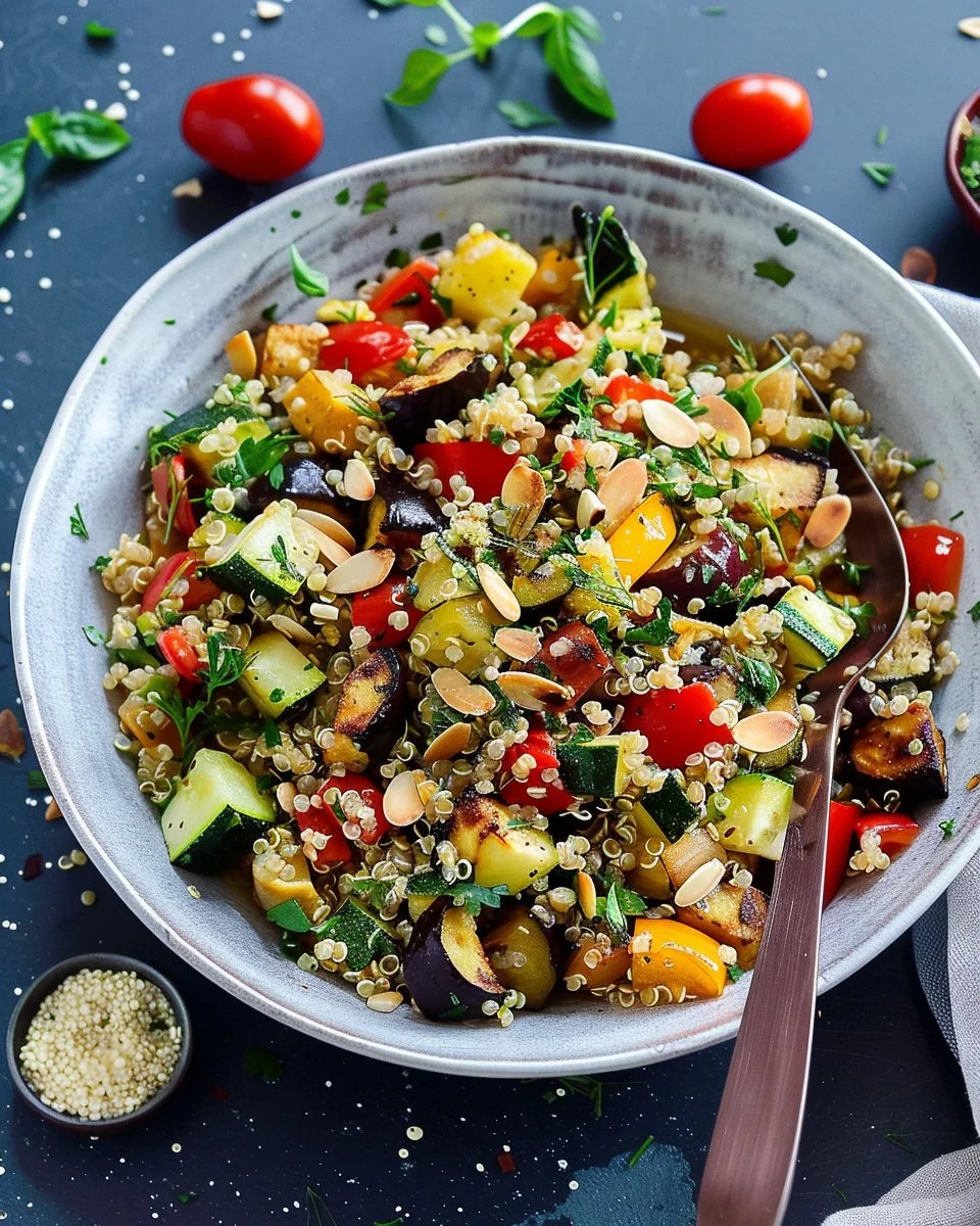 Mediterranean Quinoa Salad with Roasted Summer Vegetables