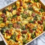Sheet Pan Broccoli Tortellini Bake featuring fresh broccoli and tortellini