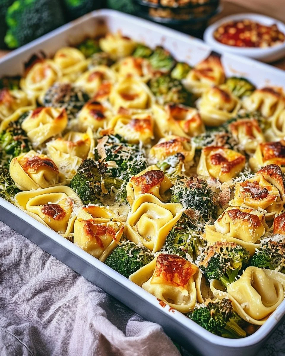 Sheet Pan Broccoli Tortellini Bake