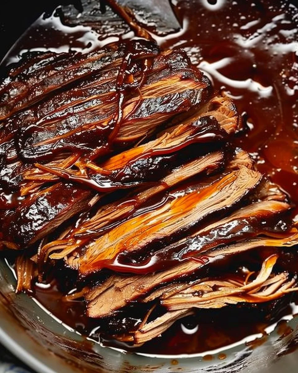 Slow Cooker BBQ Beef Brisket served with sides
