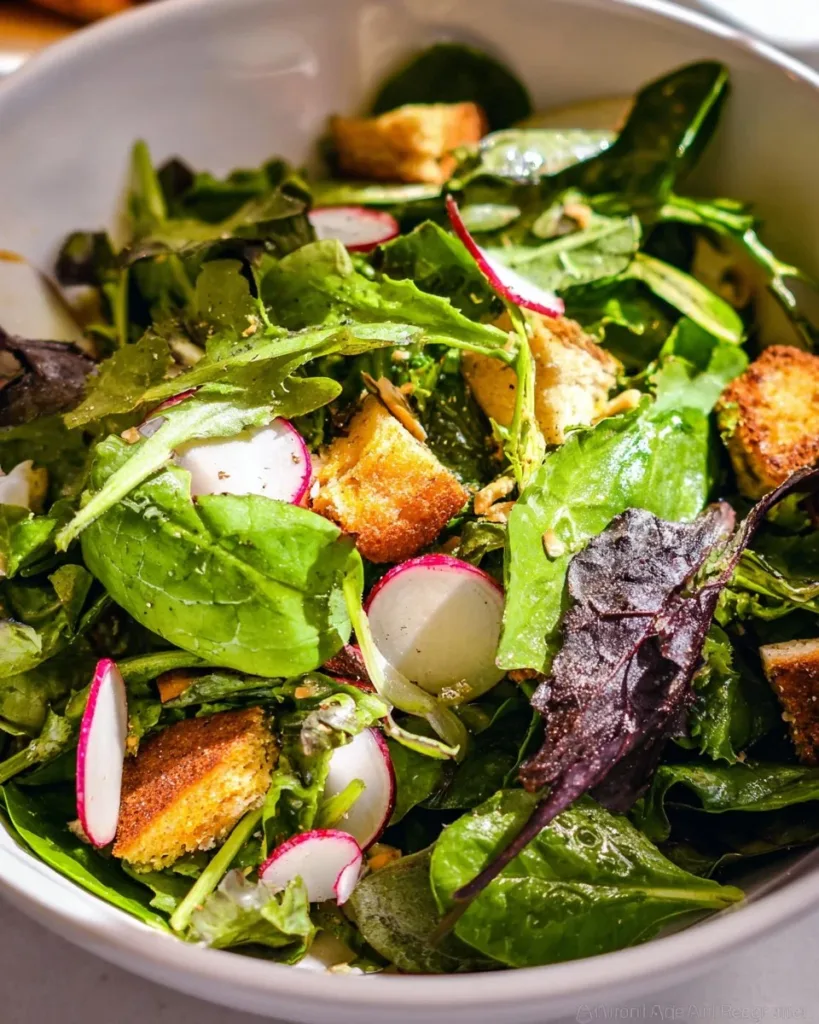 Fresh Spring Mix Salad topped with honey lemon vinaigrette dressing