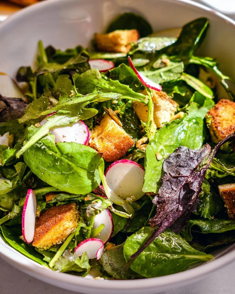 Fresh Spring Mix Salad topped with honey lemon vinaigrette dressing