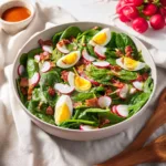 A vibrant Spring Spinach Salad with seasonal veggies and light dressing