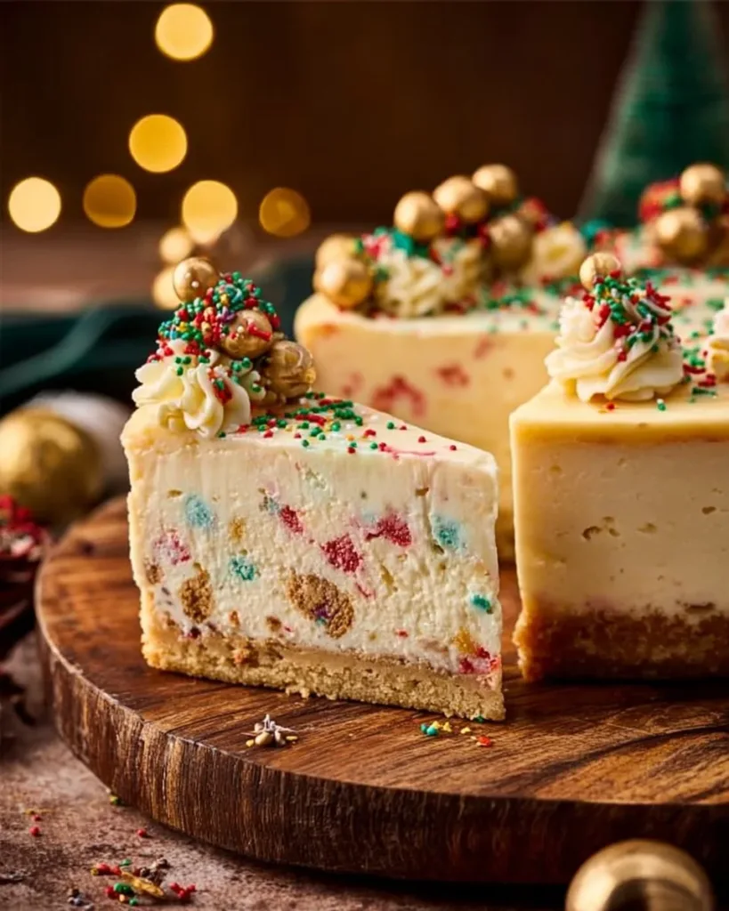 Delicious sugar cookie cheesecake with a creamy layer and cookie crust
