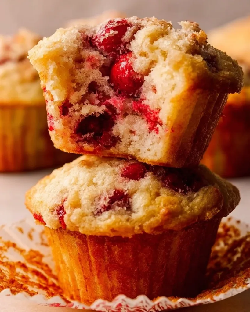 Freshly baked cherry muffins on a cooling rack