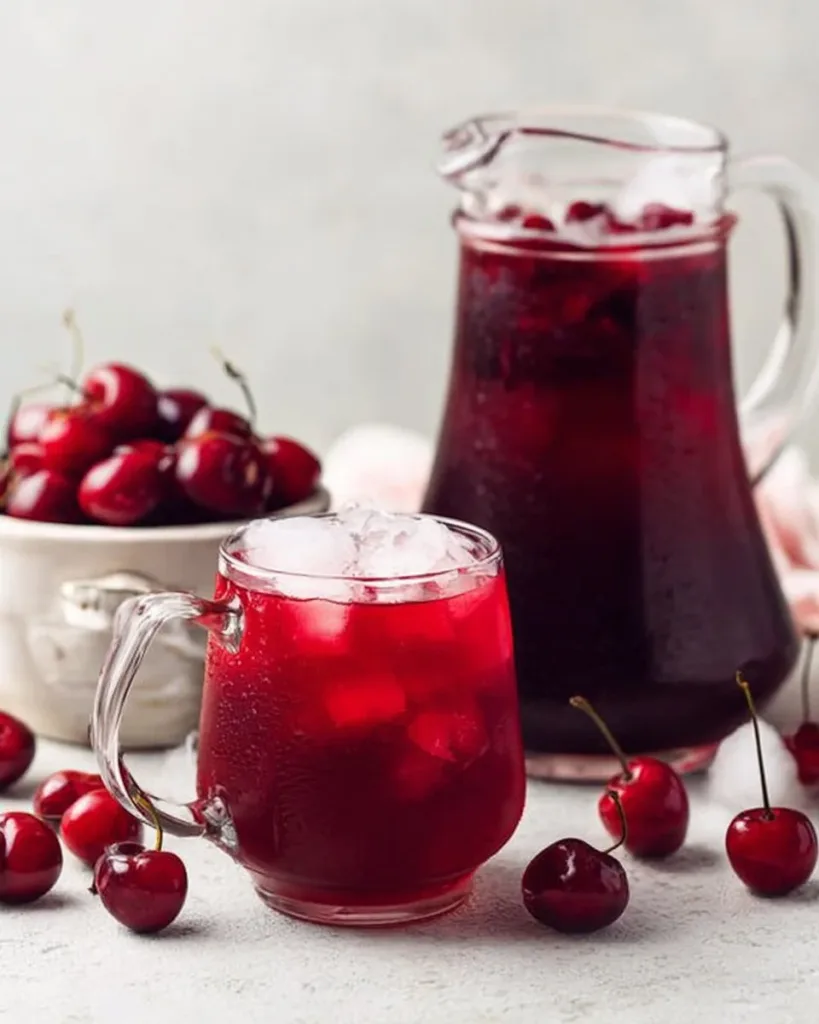 Refreshing Cherry Pie Inspired Iced Tea in a glass