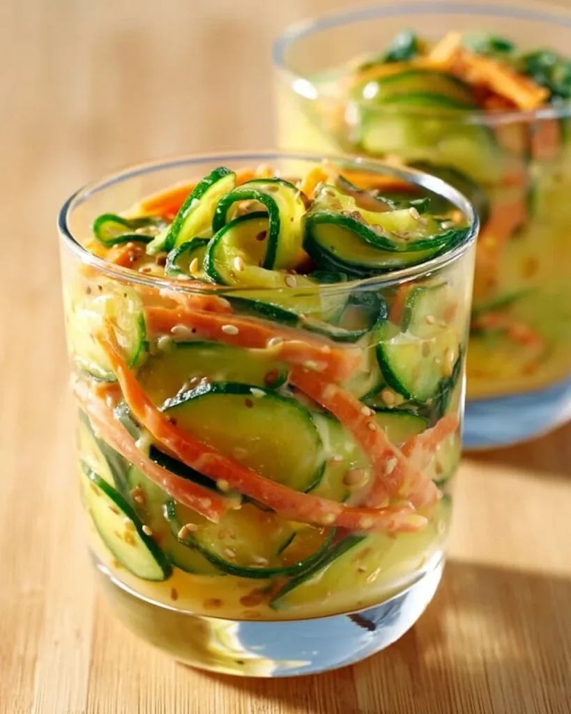Creamy Asian cucumber salad with fresh vegetables and tasty dressing