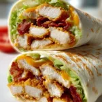 Crispy Chicken Bacon Ranch Wrap with fresh ingredients and ranch dressing