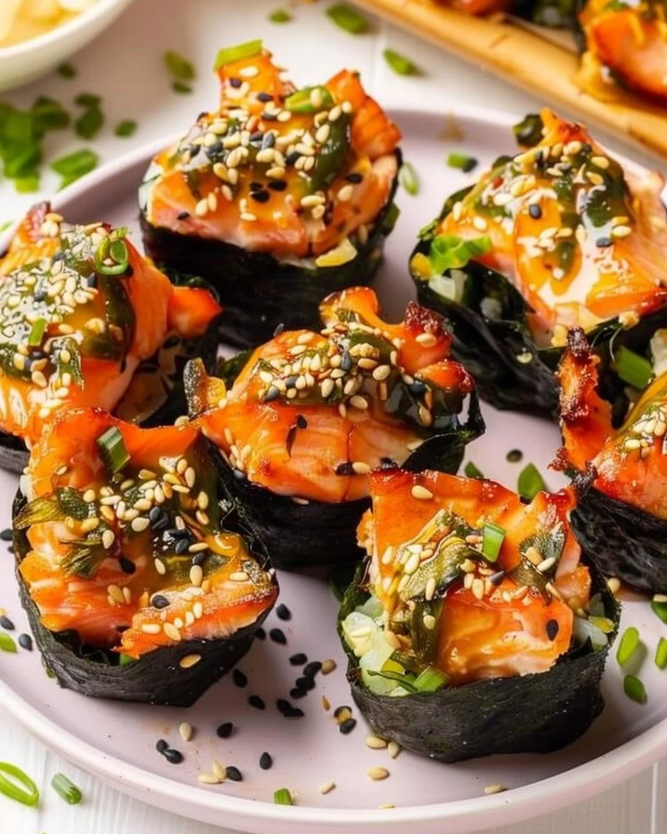 Easy Baked Salmon Sushi Cups