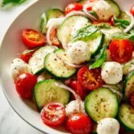 Easy Cucumber Caprese Salad with fresh ingredients and vibrant colors