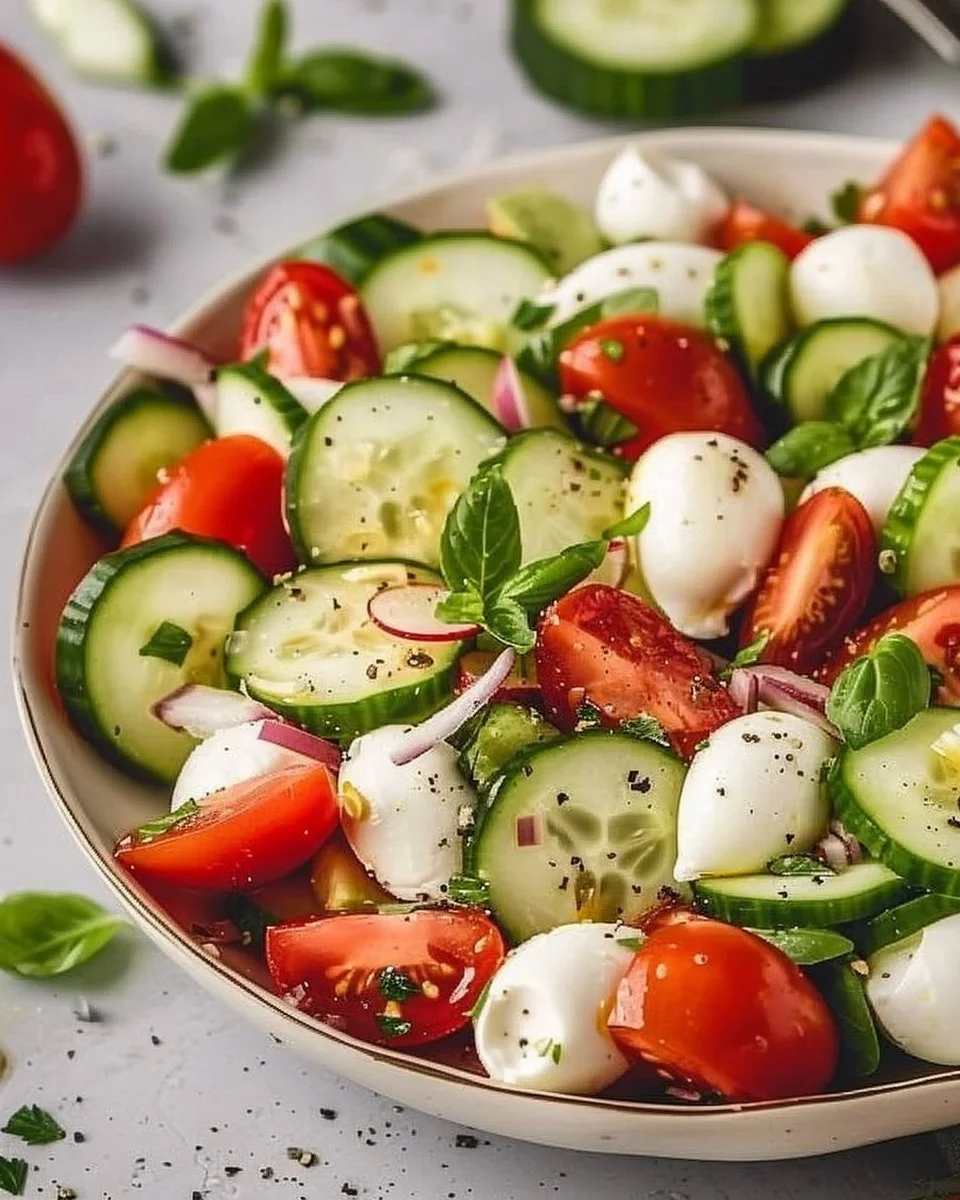 Easy Cucumber Caprese Salad