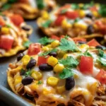 Mexican rotisserie chicken tostadas topped with fresh ingredients