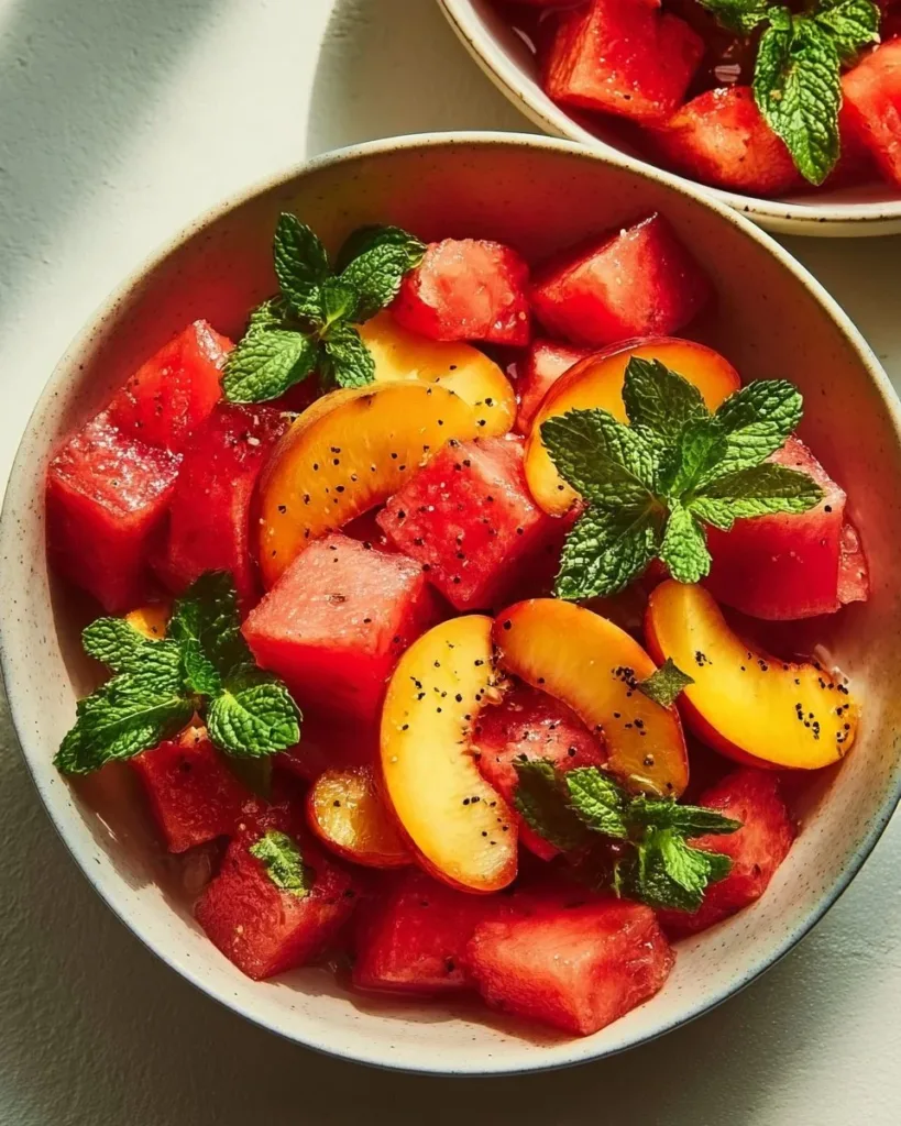 Bowl of refreshing summer salad with colorful vegetables and herbs