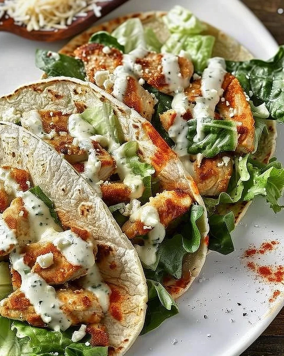 Smash Chicken Caesar Tacos