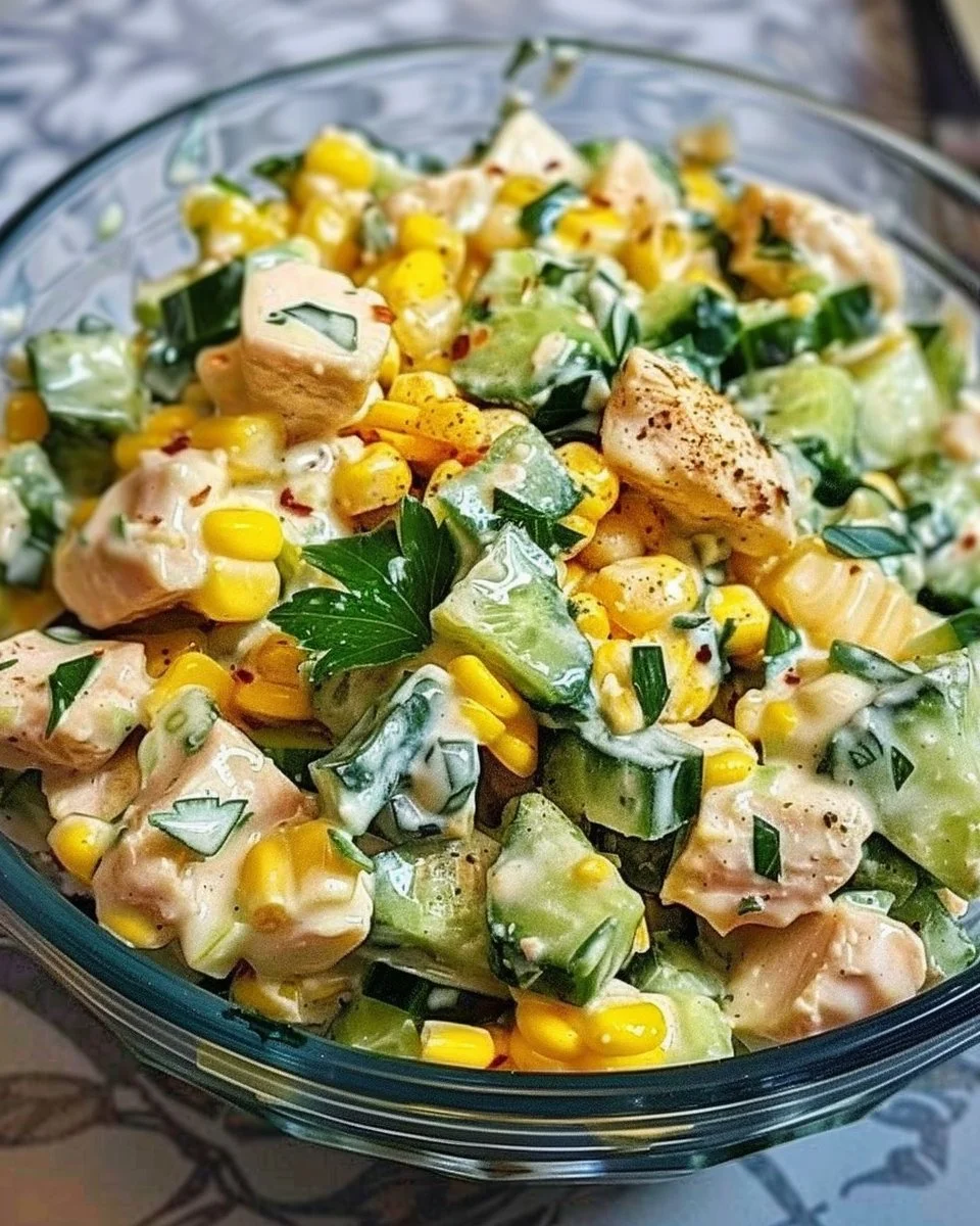 Street Corn Creamy Cucumber Chicken Salad